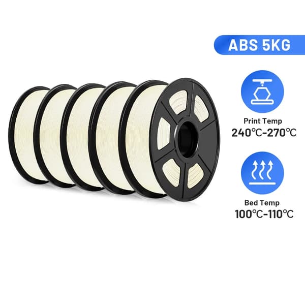 ABS-filament 1,75 mm, optimal utskriftstemperatur 240-270 °C, inga bubblor och låg lukt,VIT 5st
