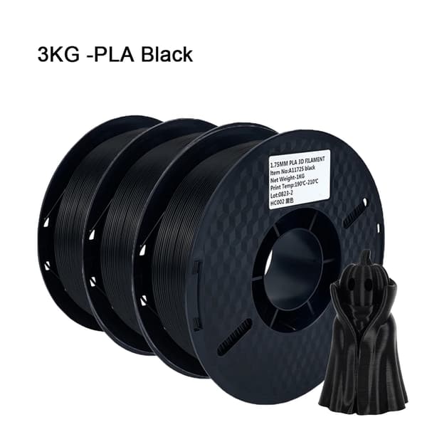 3D Print Filament, 1,75mm Diameter, Miljøvenligt Materiale, Høj Kvalitet,3KG PLA Sort
