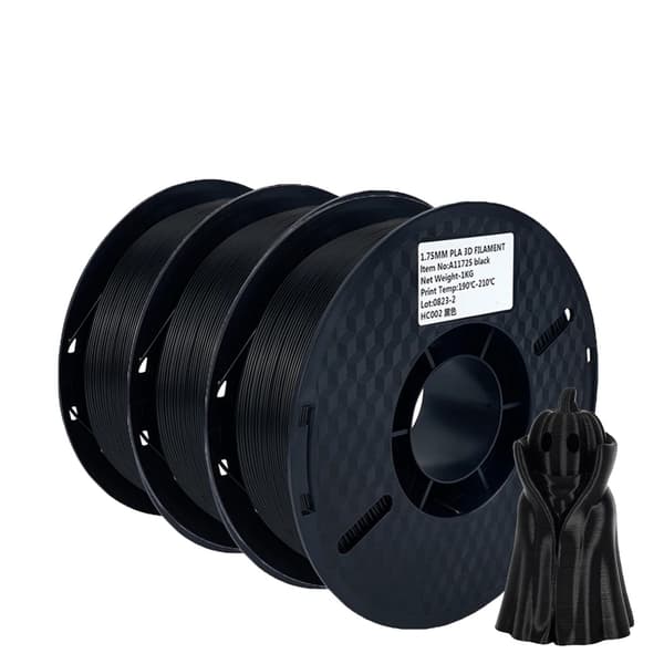 3D Print Filament, 1,75mm Diameter, Miljøvenligt Materiale, Høj Kvalitet,3KG PLA Sort