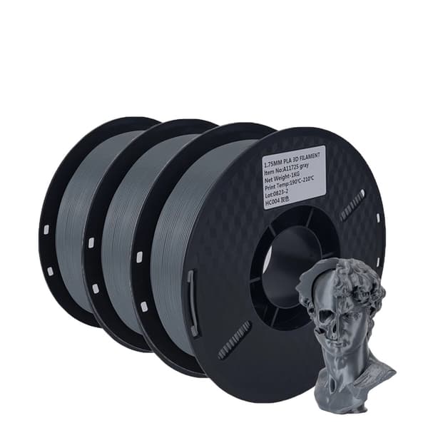 3D Print Filament, 1,75mm Diameter, Miljøvenligt Materiale, Høj Kvalitet,3KG PLA Grå