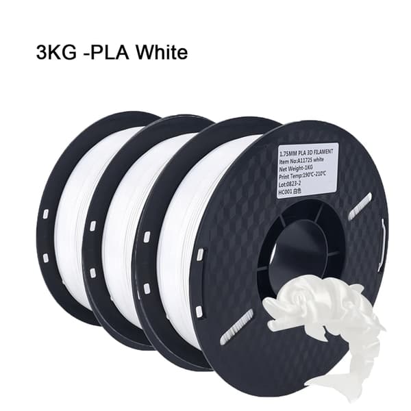 3D Print Filament, 1,75mm Diameter, Miljøvenligt Materiale, Høj Kvalitet,3KG PLA Hvid