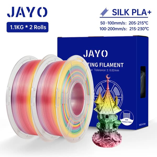 JAYO Silk PLA Filament, 1,75 mm Diameter, Miljøvenlig og Høj Styrke,SILK Regnbue01