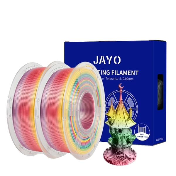 JAYO Silk PLA Filament, 1,75 mm Diameter, Miljøvenlig og Høj Styrke,SILK Regnbue01
