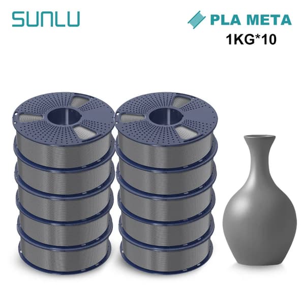 SUNLU PLA Meta 3D Filament, 1,75MM Diameter, 180-195°C Utskriftstemperatur,PLA-Meta Grå