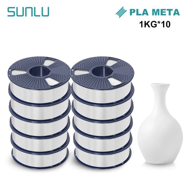 SUNLU PLA Meta 3D Filament, 1,75MM Diameter, 180-195°C Print Temperatur,PLA-Meta Hvid