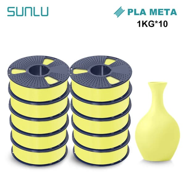 SUNLU PLA Meta 3D Filament, 1,75MM Diameter, 180-195°C Utskriftstemperatur,PLAMT-Citron Gul