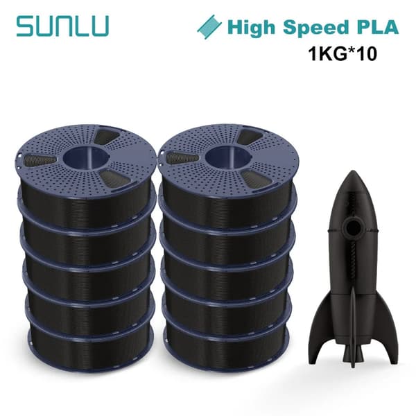 Hög hastighet PLA filament, 1KG, AntiString-teknologi, dimensionell noggrannhet ±0,02 mm,HS-PLA svart