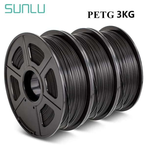 PETG-filament, 1,75 mm diameter, 3 rullar, 330 m längd,3SVART