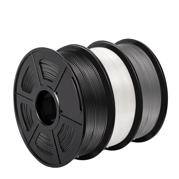 PETG-filament, 1,75 mm diameter, 3 rullar, 330 m längd,1SVART 1VIT 1GRÅ