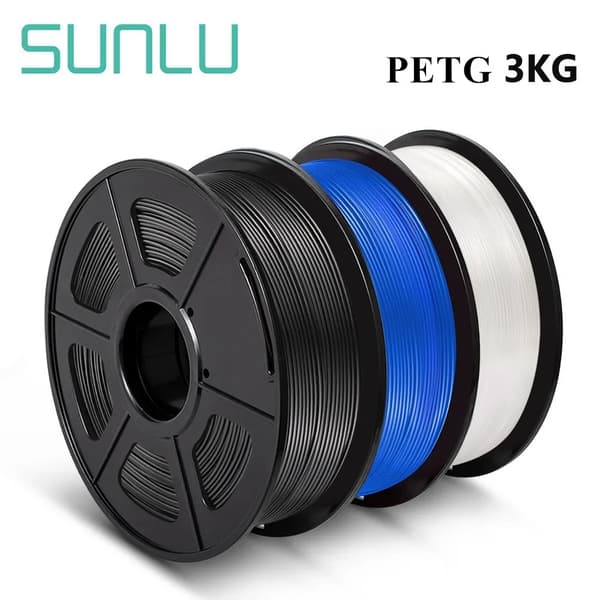 PETG-filament, 1,75 mm diameter, 3 rullar, 330 m längd,1SVART 1BLÅ 1VIT