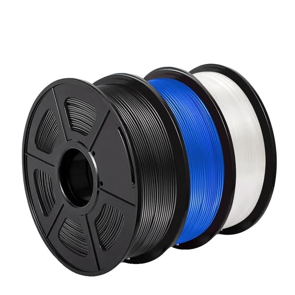 PETG-filament, 1,75 mm diameter, 3 rullar, 330 m längd,1SVART 1BLÅ 1VIT