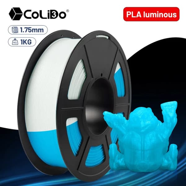 3D-printer filament, 1,75 mm diameter, PLA-material, forskellige farver,LYSENDE BLÅ