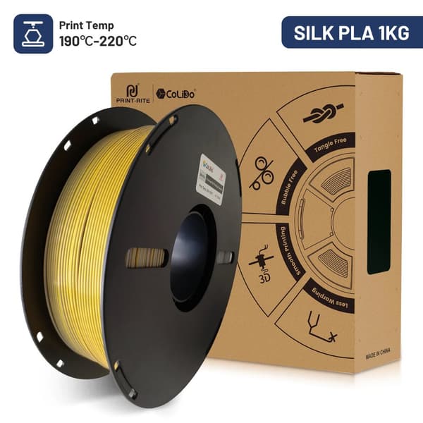 SILK PLA 3D Printfilament, 1,75 mm Diameter, 1 kg Nettovægt, Høj Styrke,Guld-Sølv
