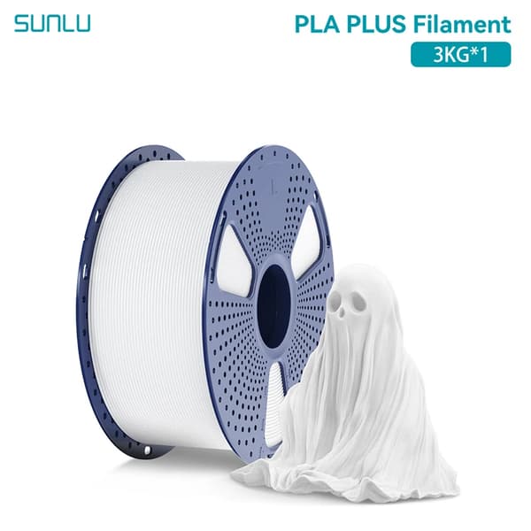 3D Filament, 1,75 mm Diameter, ±0,02 mm Dimensionel Nøjagtighed, 3 kg Spole,PLA PLUS Hvid