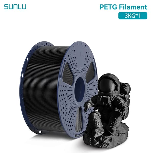 3D Filament, 1,75 mm Diameter, ±0,02 mm Dimensionel Nøjagtighed, 3 kg Spole,PETG Sort