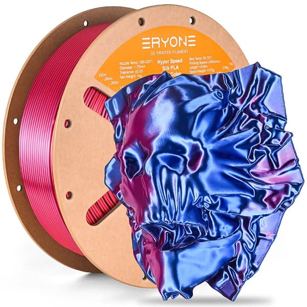 Silk PLA filament, dual farve, 1,75 mm diameter, høj udskrivningshastighed,Blå Rød