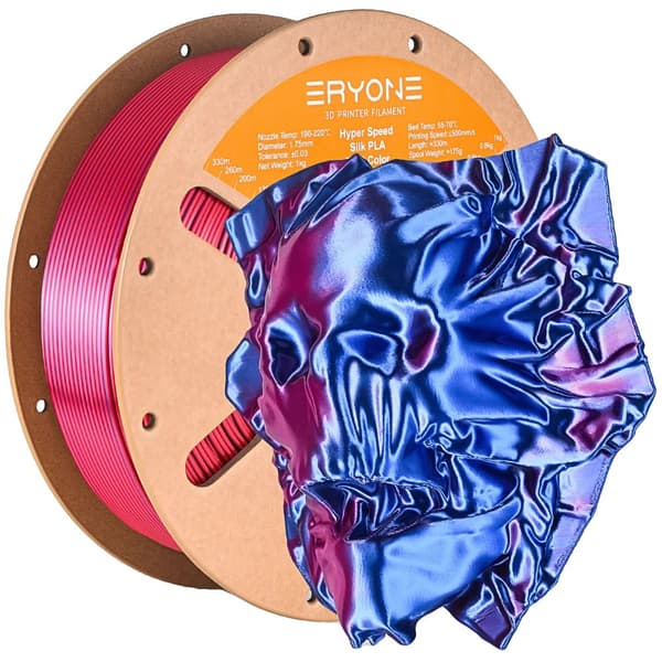 Silk PLA filament, dual farve, 1,75 mm diameter, høj udskrivningshastighed,Blå Rød