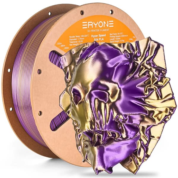 Silk PLA filament, dual farve, 1,75 mm diameter, høj udskrivningshastighed,Guld Lilla