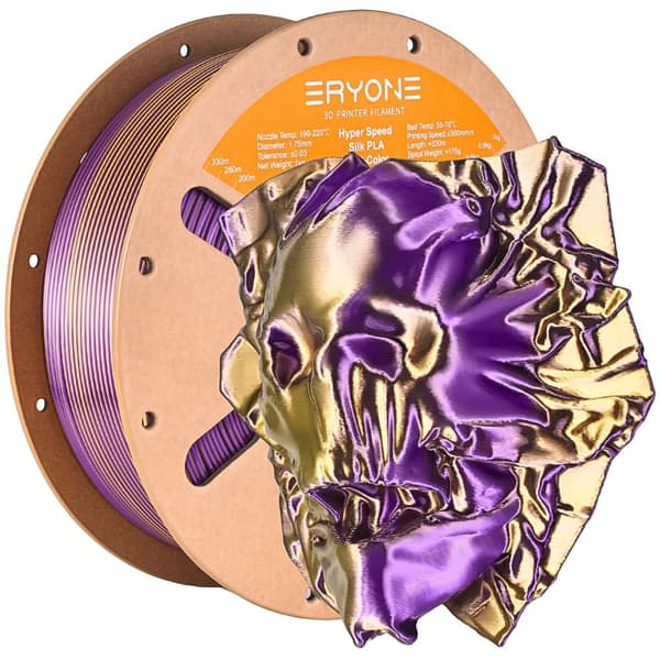 Silk PLA filament, dual farve, 1,75 mm diameter, høj udskrivningshastighed,Guld Lilla