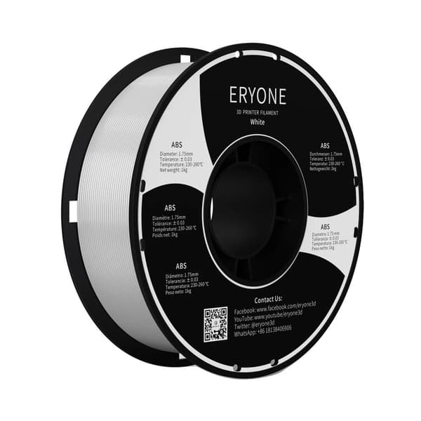 3D-utskriftsfilament, 1,75 mm diameter, 1 kg nettovikt, fast form,ABS Vit