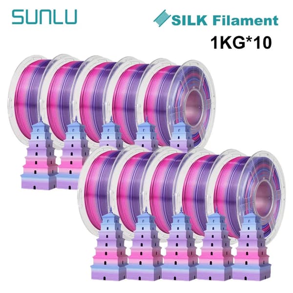 3D-skrivarfilament, dubbel/trippel färg, 1,75 mm diameter, 1 kg vikt,SILK Rabinbow 02