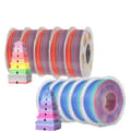 Miniatyrbillede 1 af 2: 3D-printer filament, dual/triple farver, 1,75 mm diameter, 1 kg vægt,PLA Rabinbow MIX