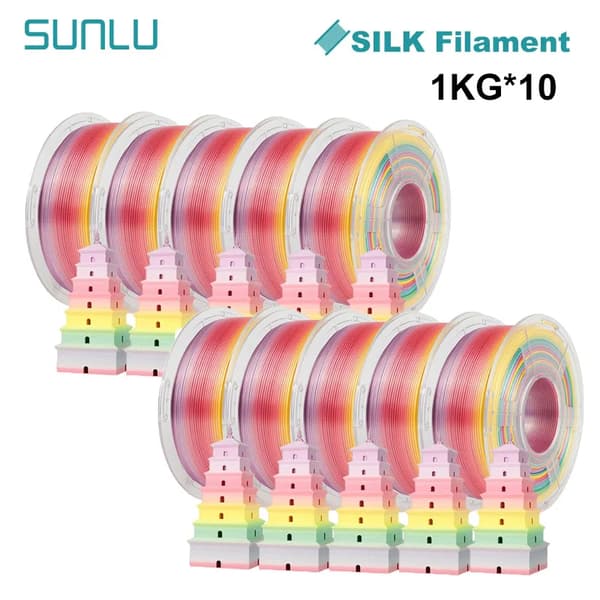 3D-tulostimen filamentti, kaksivärinen/kolmivärinen, 1,75 mm halkaisija, 1 kg paino,SILK Rabinbow 01