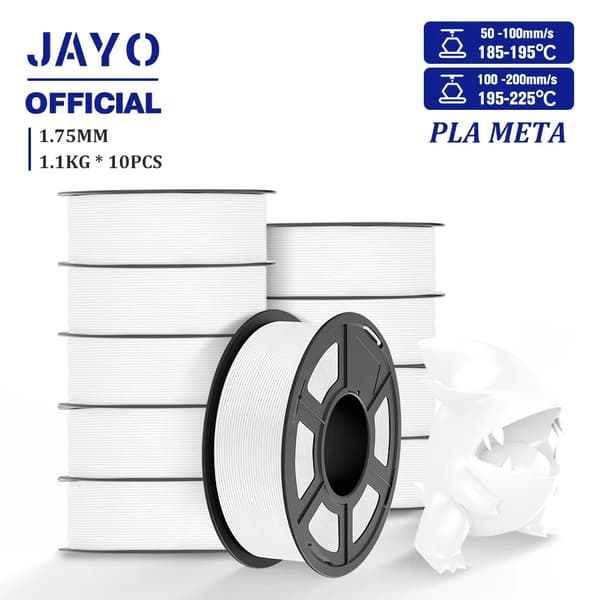 PLA 3D filament, 1,75 mm diameter, 10 stk. sæt, kompatibel med FDM-printere,PLAMT Hvid 10stk
