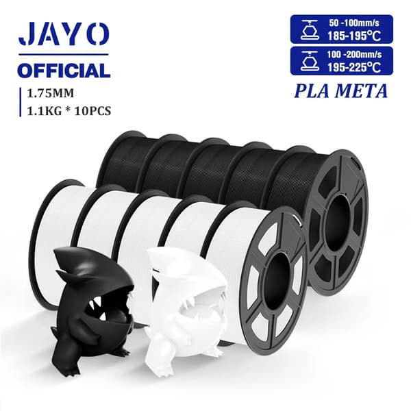 PLA 3D filament, 1,75 mm diameter, 10 stk. sæt, kompatibel med FDM-printere,PLAMT 5WT 5BK