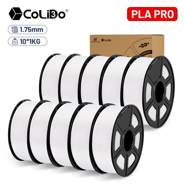 3D-printfilament, 1,75 mm diameter, 10 ruller, kassepakning,PLA PRO 10WT