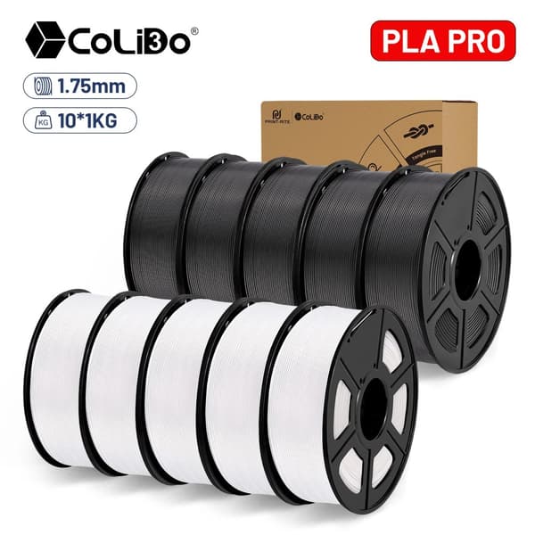 3D-utskrift filament, 1,75 mm diameter, 10 rullar, boxförpackning,PLA PRO 5BK5WT