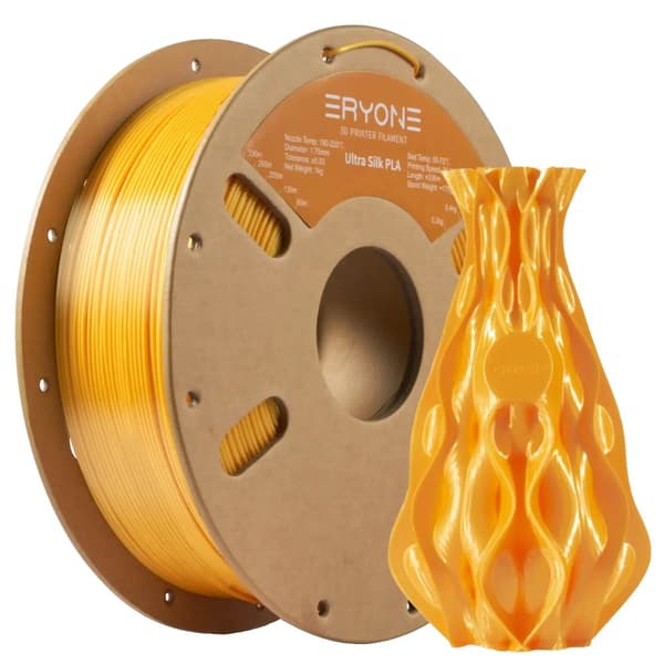 3D-skrivarfilament, Ultra Silk PLA, Diameter 1,75 mm, Nettovikt 1 kg,Guld