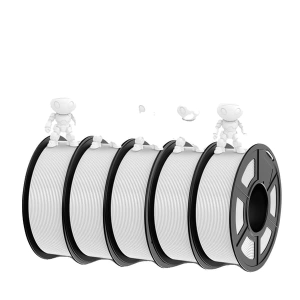 ABS-filament, 1,75 mm diameter, 1 kg per rulle, 5 rullar,ABS Vit 5Rullar