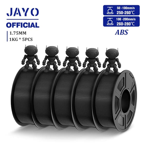 ABS filament, 1,75 mm diameter, 1 kg pr. rulle, 5 ruller,ABS Sort 5Ruller