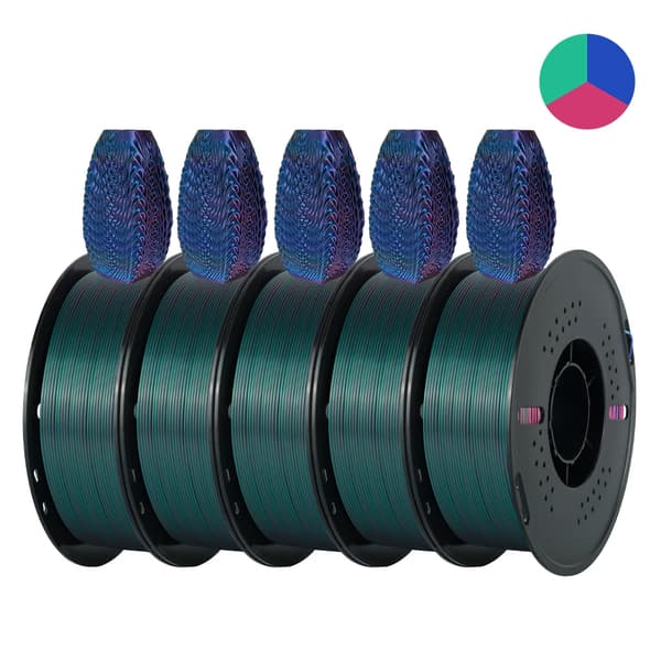 3D-printer filament, 5KG multicolor silk PLA, 1,75 mm diameter, uden bobler,5KG Rød-grøn-blå