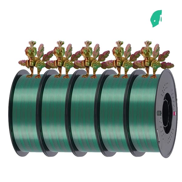 3D-skrivarfilament, 5KG flerfärgad silke PLA, 1,75 mm diameter, utan bubblor,5KG Guld-grön-röd