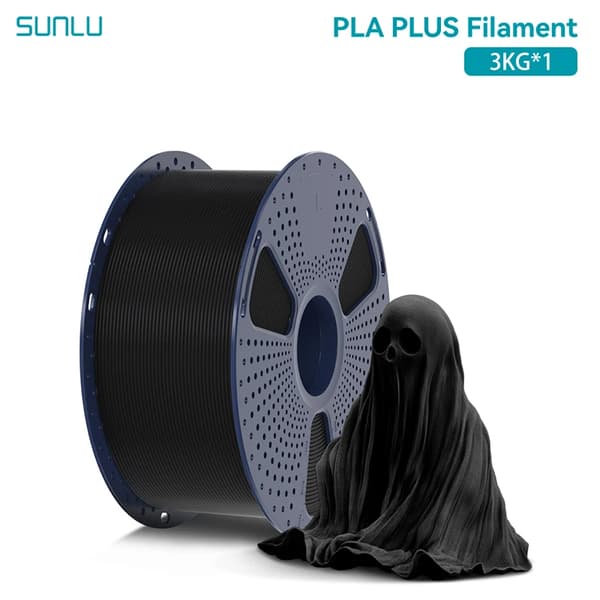 3D Filament, 1,75 mm Diameter, ±0,02 mm Dimensionel Nøjagtighed, 3 kg Spole,PLA PLUS Sort