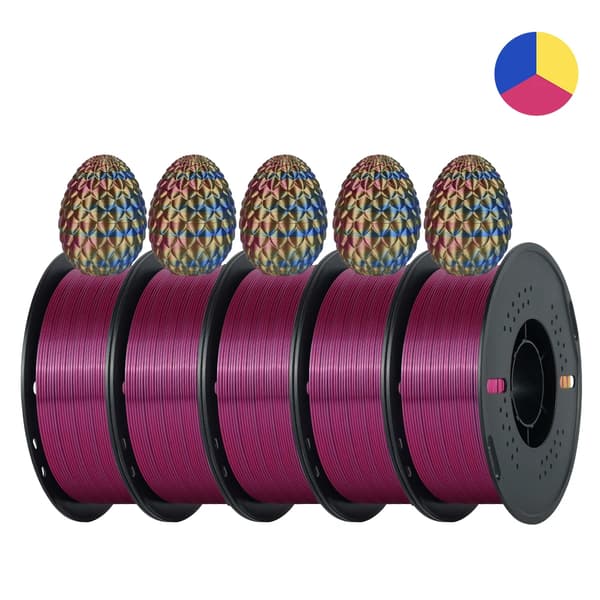 3D-printer filament, 5KG multicolor silk PLA, 1,75 mm diameter, uden bobler,5KG Rød-gul-blå