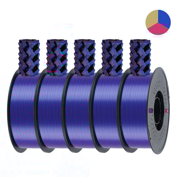 3D-printer filament, 5KG multicolor silk PLA, 1,75 mm diameter, uden bobler,5KG Rød-guld-blå