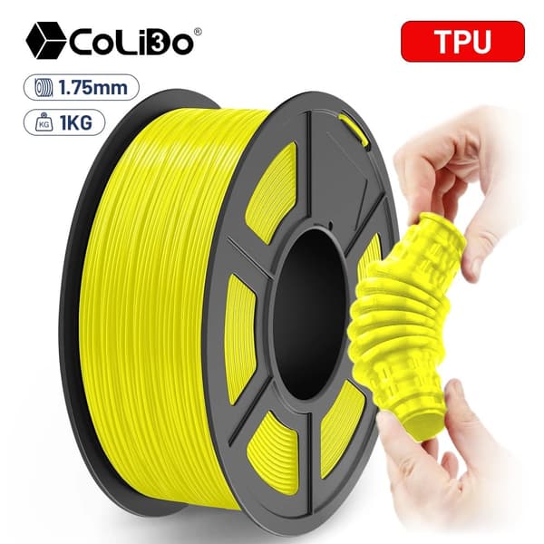 TPU Filament, 1,75 mm Diameter, 1 kg Vægt, Fleksibelt Materiale,GUL