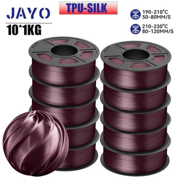 3D-skrivarfilament, 1,75 mm diameter, 10 rullar, bubblfri,TPUSILK 10BD