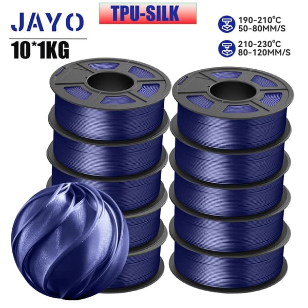 3D-printer filament, 1,75 mm diameter, 10 ruller, boblefri,TPUSILK 10DB