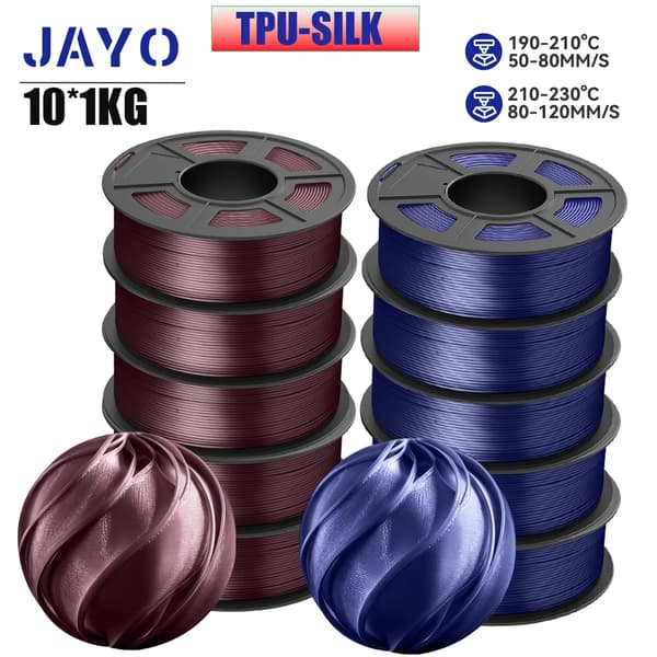 3D-printer filament, 1,75 mm diameter, 10 ruller, boblefri,TPUSILK 5BD 5DB