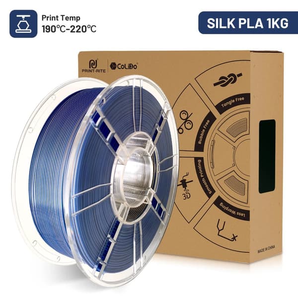 SILK PLA 3D Printfilament, 1,75 mm Diameter, 1 kg Nettovægt, Høj Styrke,Guld-Blå