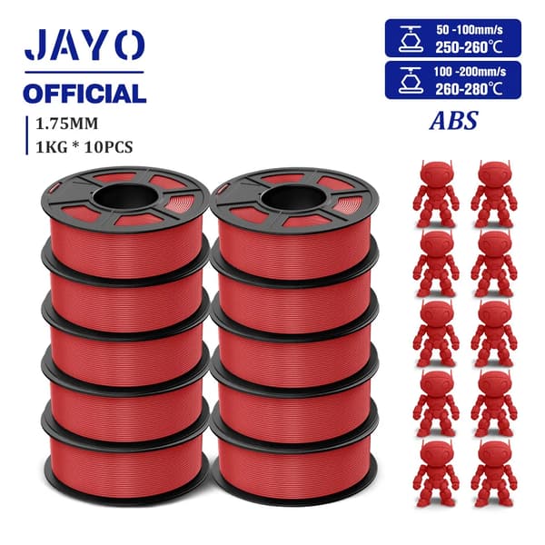 ABS Filament, 1,75 mm, Stødresistent, Kompatibel med 99% FDM 3D-printere,ABS Rød 10Ruller