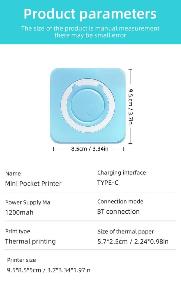 OBOSOE Mini Thermal Printer – Kannettava tarratulostin ja tulostin kotiin ja toimistoon