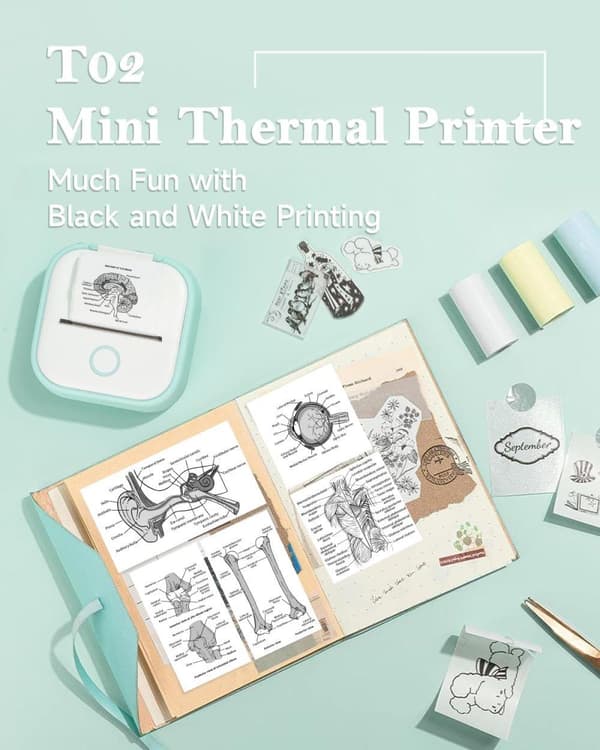 OBOSOE Mini Printer T02 – Langaton lämpötulostin ja tarratulostin iOS:lle ja Androidille