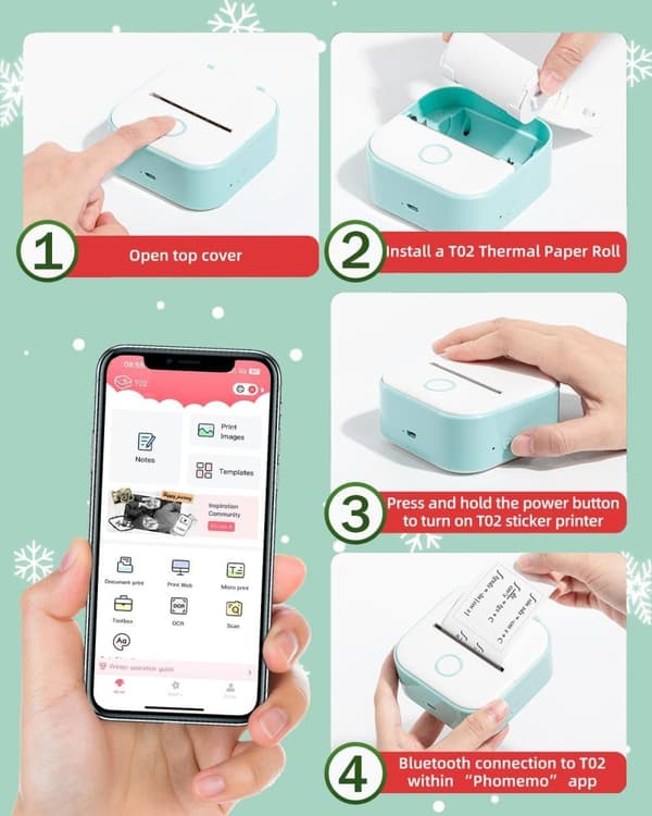 OBOSOE Mini Printer T02 – Langaton lämpötulostin ja tarratulostin iOS:lle ja Androidille