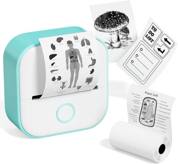 OBOSOE Mini Printer T02 – Langaton lämpötulostin ja tarratulostin iOS:lle ja Androidille Vihreä