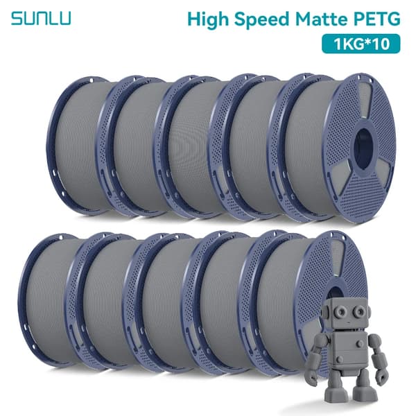 PETG filament, højhastighedsprint, mat finish,10 Grå